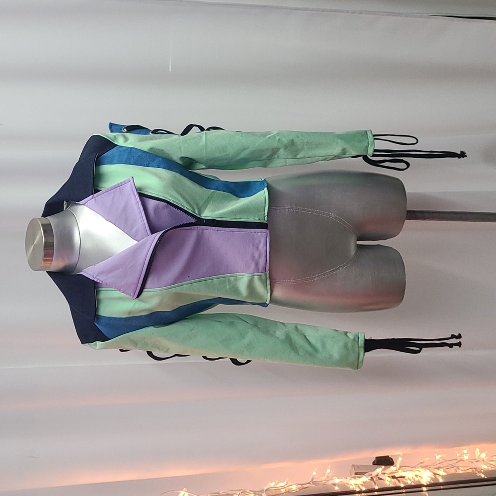 One of a kind costom motorcycle 🏍 jacket with shoestring sticking .Brand new.